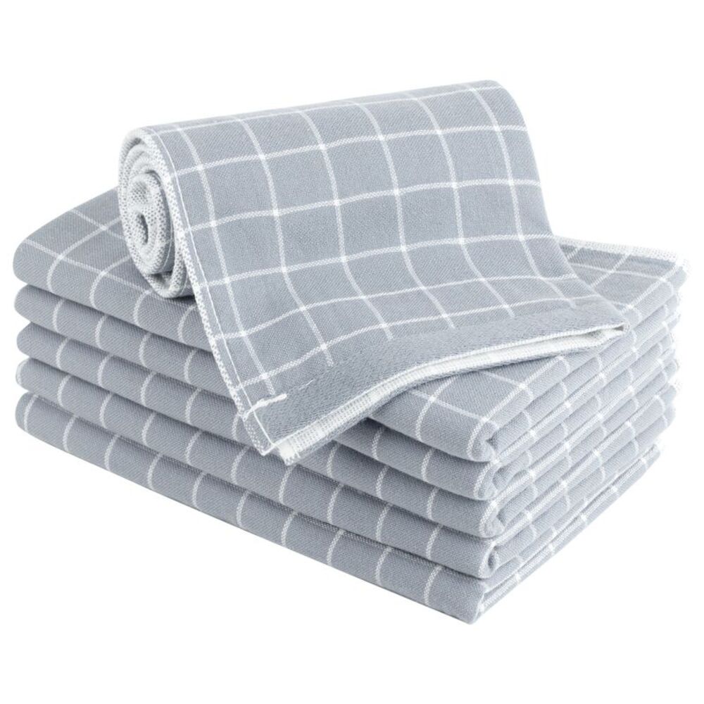 6pcs 100% Cotton Kitchen Towel Dish Towels Cleaning Drying Gray